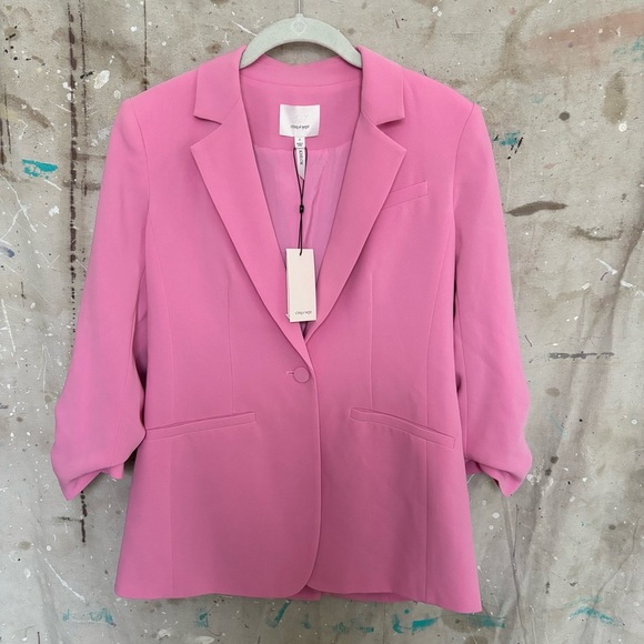 Cinq a Sept Crepe Khloe Blazer in Neon Pink - Picture 2 of 5